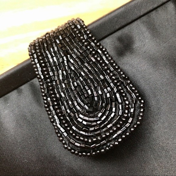 La Regale Black Satin Beaded Mini Evening Bag - Picture 6 of 13